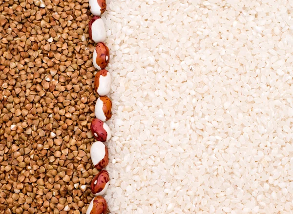 Buckwheat and rice background — Stock Photo, Image