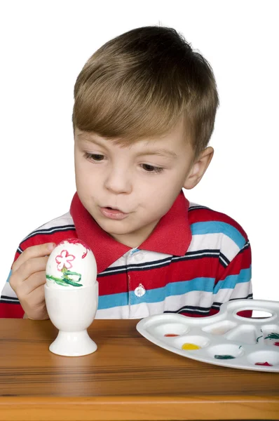 Boy and easter eggs — Stock Photo, Image