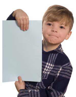 Boy holding a blank clipart