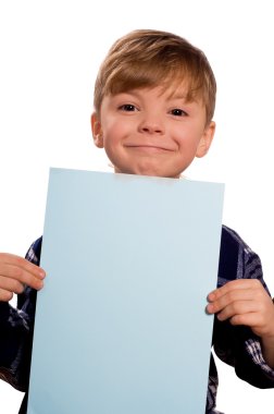 Boy holding a blank clipart