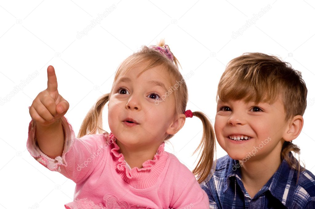 Funny little boy and girl