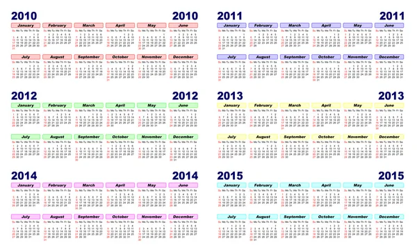 2010 - 2015 takvim — Stok fotoğraf