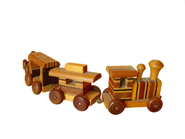 Velho trem de brinquedo de madeira — Fotografia de Stock