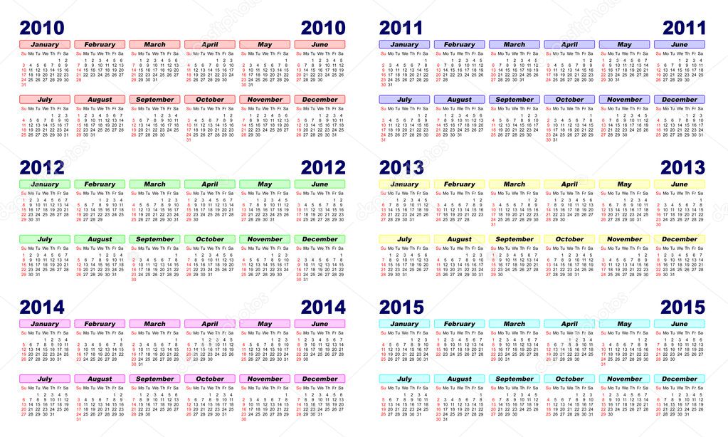 2010 - 2015 calendar