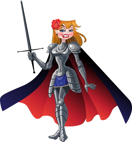 Nobile principessa cavaliere con spada — Vettoriale Stock