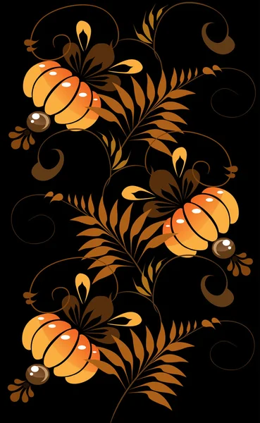 Orange ornament on black — Stock Vector