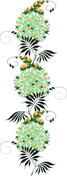 Ornament from green and yellow Flowers — Stock Vector