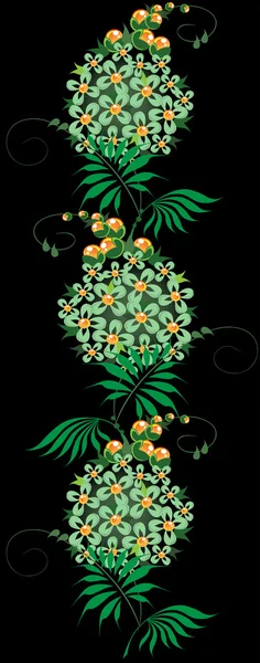 Ornament from flower on black background — Stock Vector