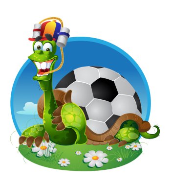 Vector turtle football fan clipart