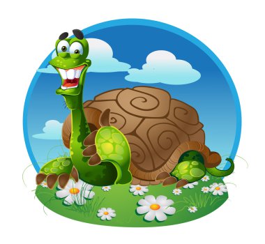 Vector turtle on color background clipart