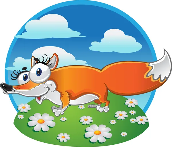 快乐狐狸的背景上 — 图库矢量图片