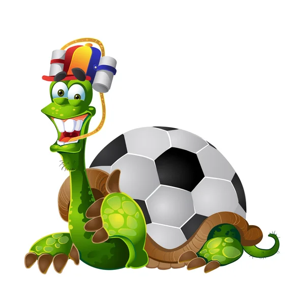 Kaplumbağa futbol fan — Stok Vektör