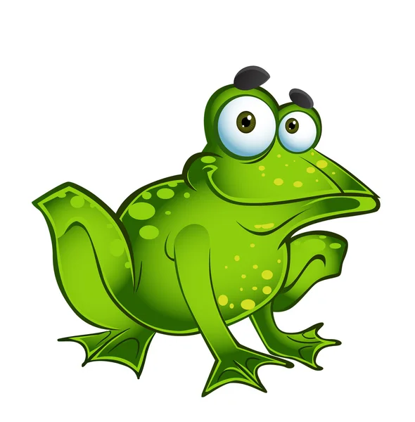 Vector happy green frog — Stock Vector