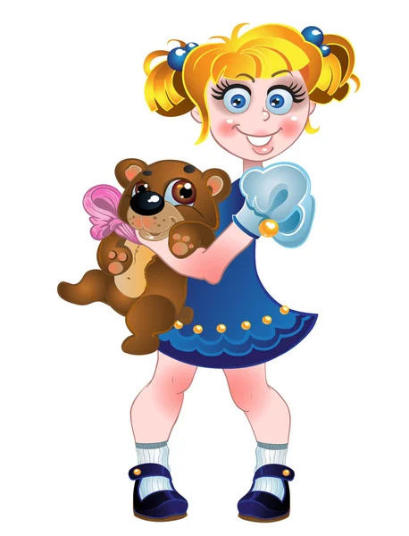 Girl and teddy bear — Stock Vector