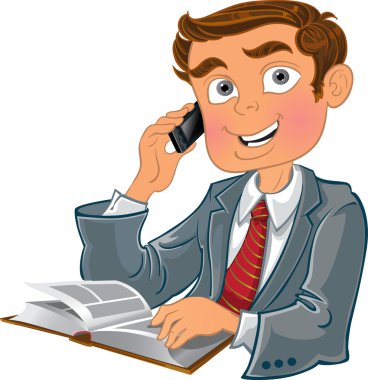 Men with phone and book clipart