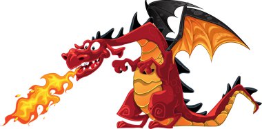 Magical red dragon clipart