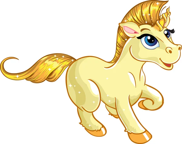 Vector fabulous gold baby unicorn — Stock Vector