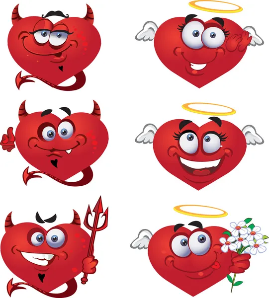 Anges et diables Sourires de Saint-Valentin — Image vectorielle