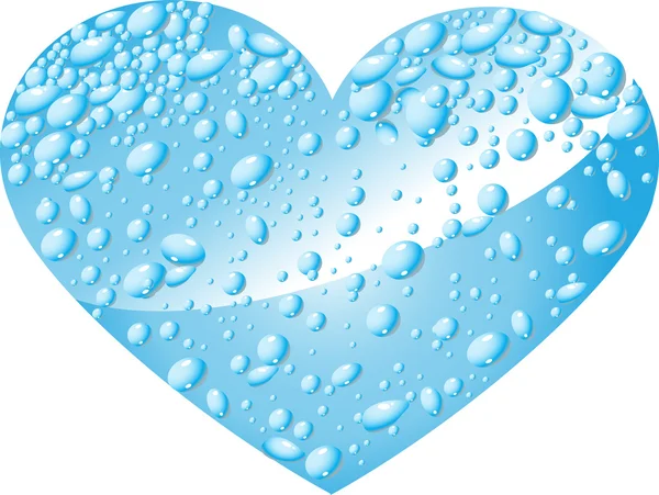 Corazón de gotas de agua — Vector de stock