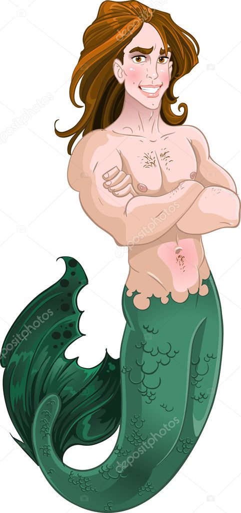 Mermaid boy with green scales