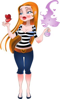 Beautiful girl with love-potion clipart