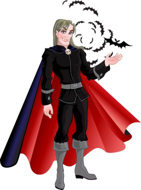 Charming vampire with bats clipart