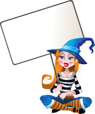 Witch with white text area clipart