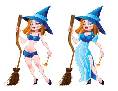 Vector naked sexy witch clipart
