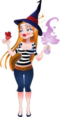 Witch with love love-potion clipart