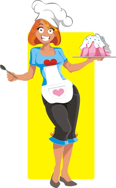 Vettore cuoca-ragazza — Vettoriale Stock