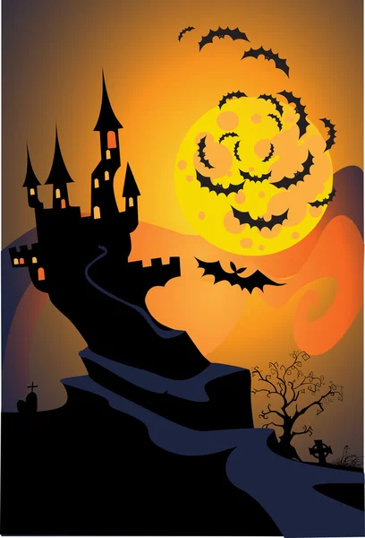Halloween kasteel — Stockvector