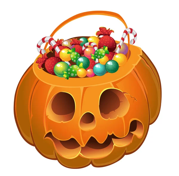Pumpkin with a candy — Stock Vector