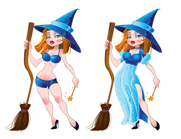 Vector naked sexy witch — Stock Vector