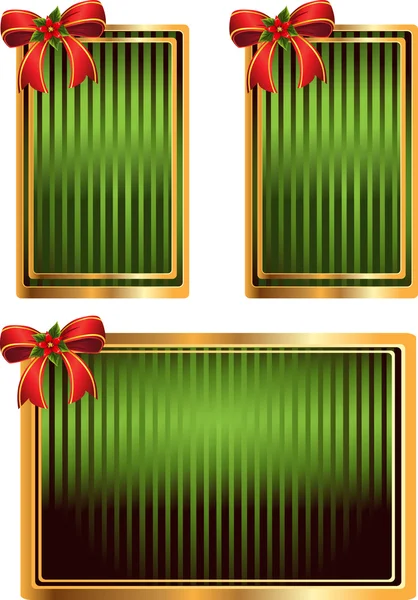 Vector set of green tags with bow — Stock Vector