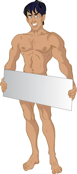 Γυμνό αγόρι μελαχρινή με περιοχή κειμένου — Διανυσματικό Αρχείο