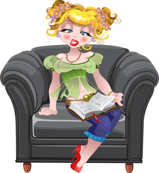 Girl and a book — Stock Vector