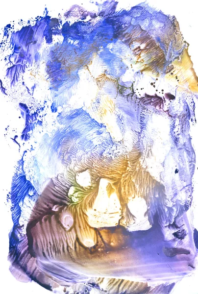 Inverno azul guache pintura monotipia — Fotografia de Stock