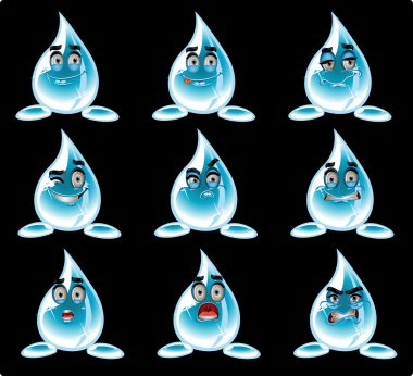 Water playful smiles on black background clipart