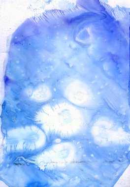 Blue downy gouache painting clipart