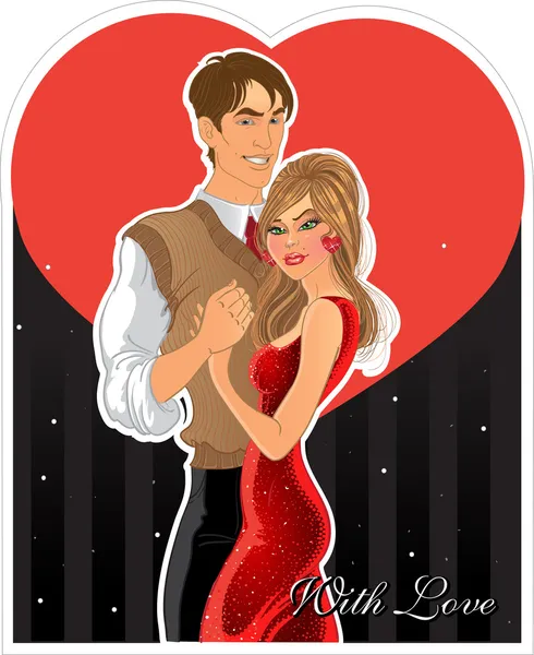 Loving couple post card — Image vectorielle
