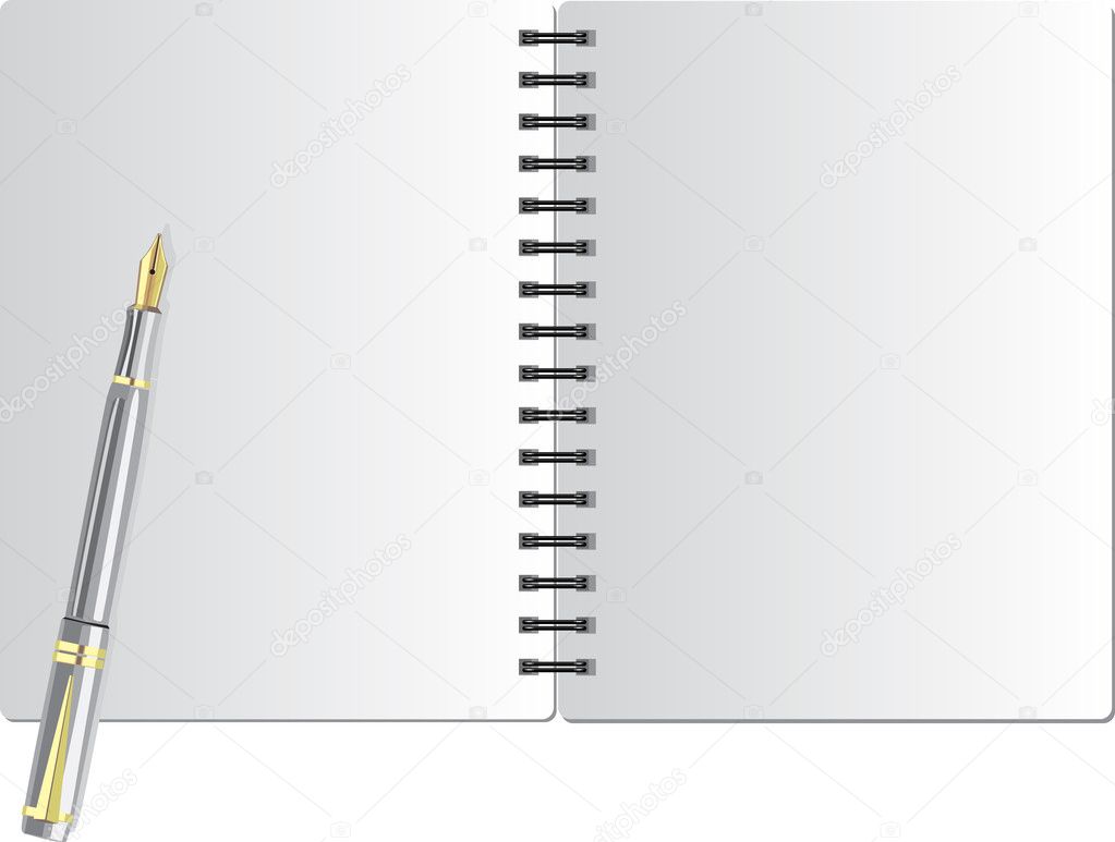 fond de cahier avec stylo — Image vectorielle yadviga © #1837154