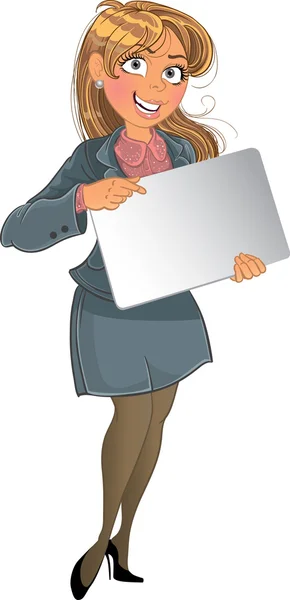 Femme d'affaires avec zone de texte blanc — Image vectorielle