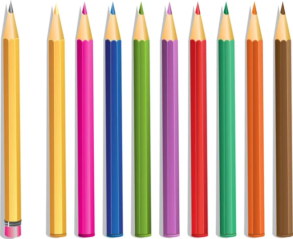 Grafietpotlood en kleur potloden — Stockvector