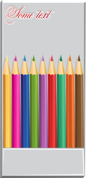 Color pencils in box and text area — Stock Vector