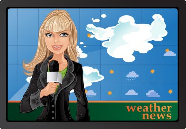 Blond girl and weather news clipart