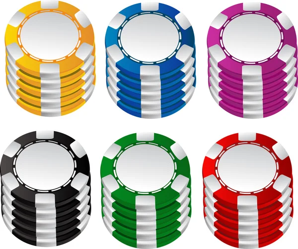 색상 도박 칩 벡터 설정 — 스톡 벡터