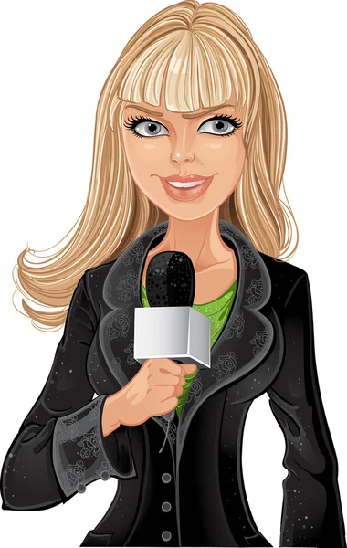 Reporterin blondes Mädchen — Stockvektor