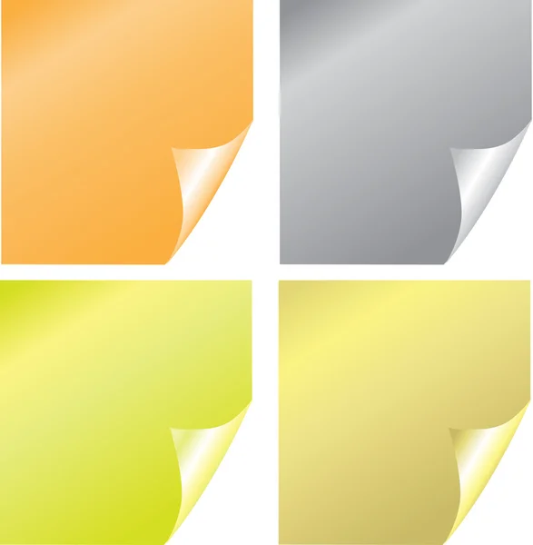 Adesivi di colore con arricciatura pagina realistica — Vettoriale Stock
