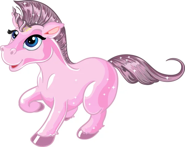 Rosa favoloso unicorno — Vettoriale Stock