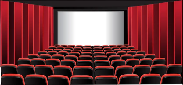 Sala roja mostrando; cine — Vector de stock
